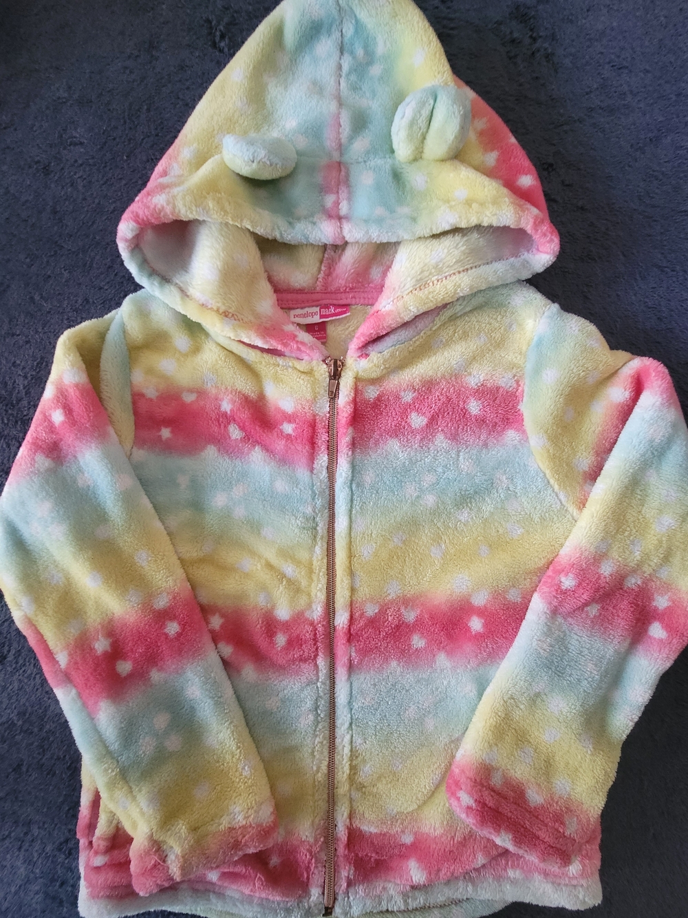 Penelope Mack Plush Hooded Zip Jacket in Pink, Yellow, Mint